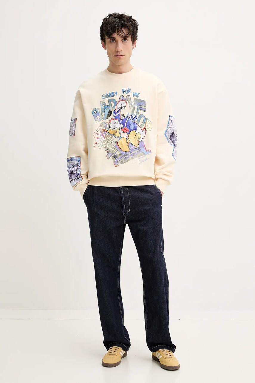 Бавовняна кофта Desigual MICKEY чоловіча колір бежевий візерунок 25SMSK07