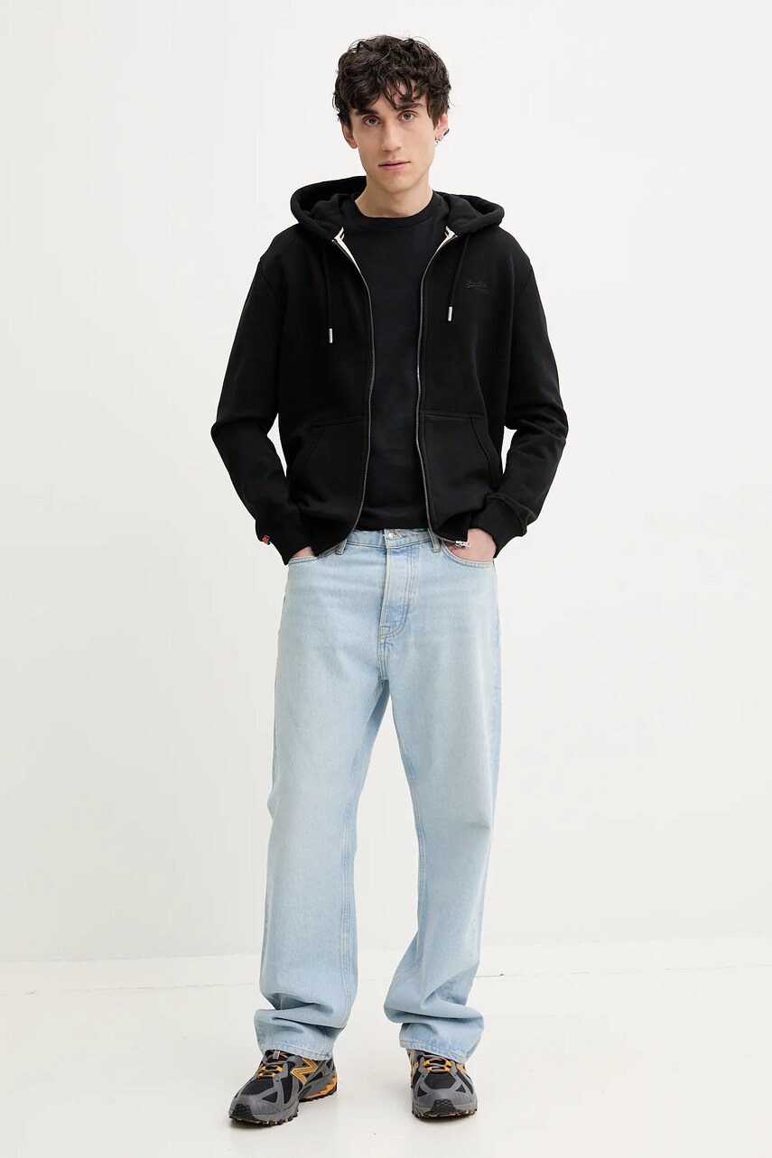 Кофта Superdry чоловіча колір чорний з капюшоном однотонна M2014128A-02A