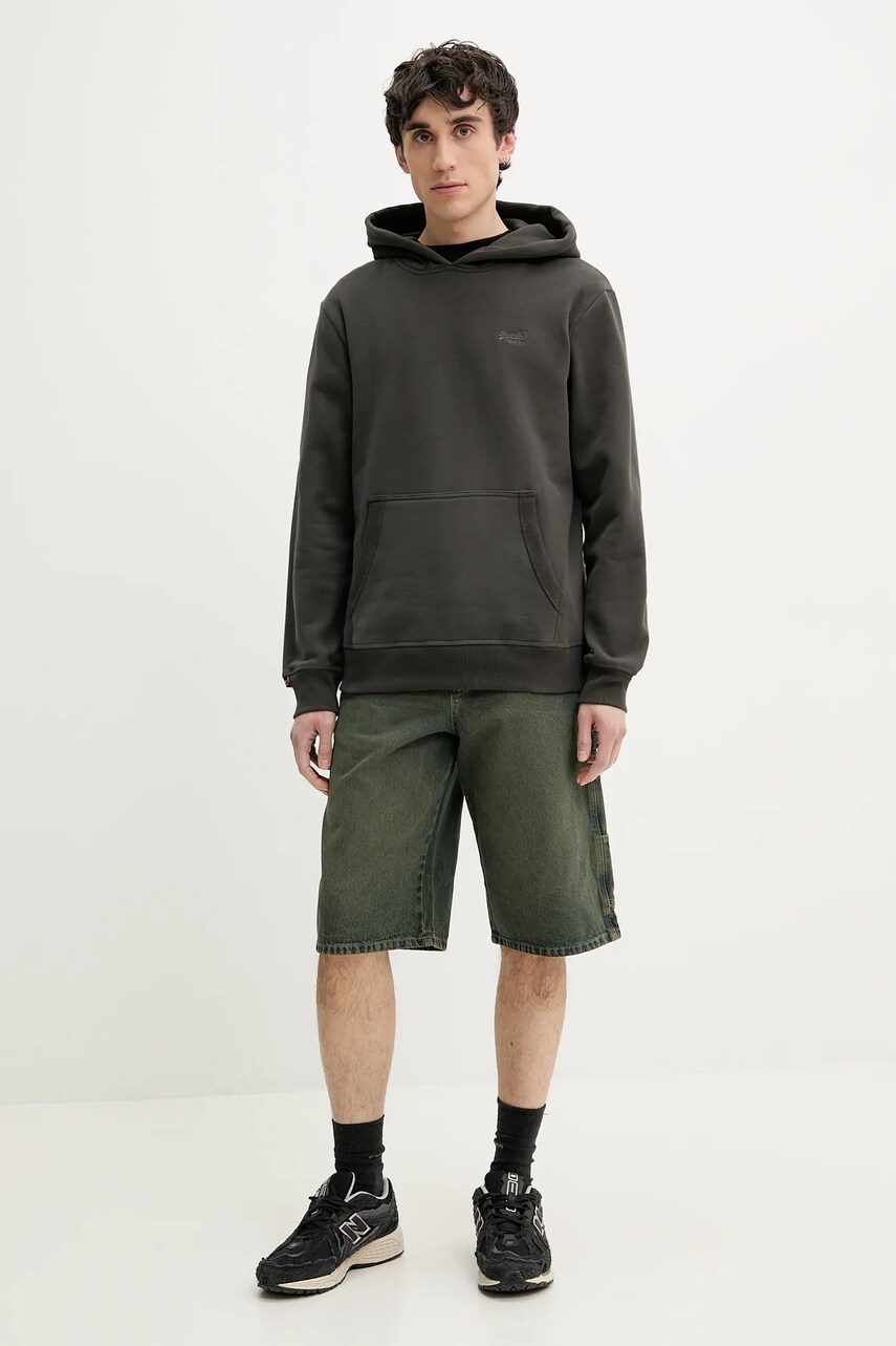 Кофта Superdry чоловіча колір сірий з капюшоном однотонна M2014168A-06A