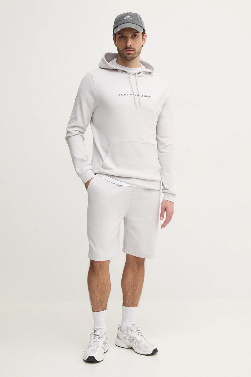 Кофта Tommy Hilfiger чоловіча колір сірий з капюшоном з аплікацією UM0UM03506