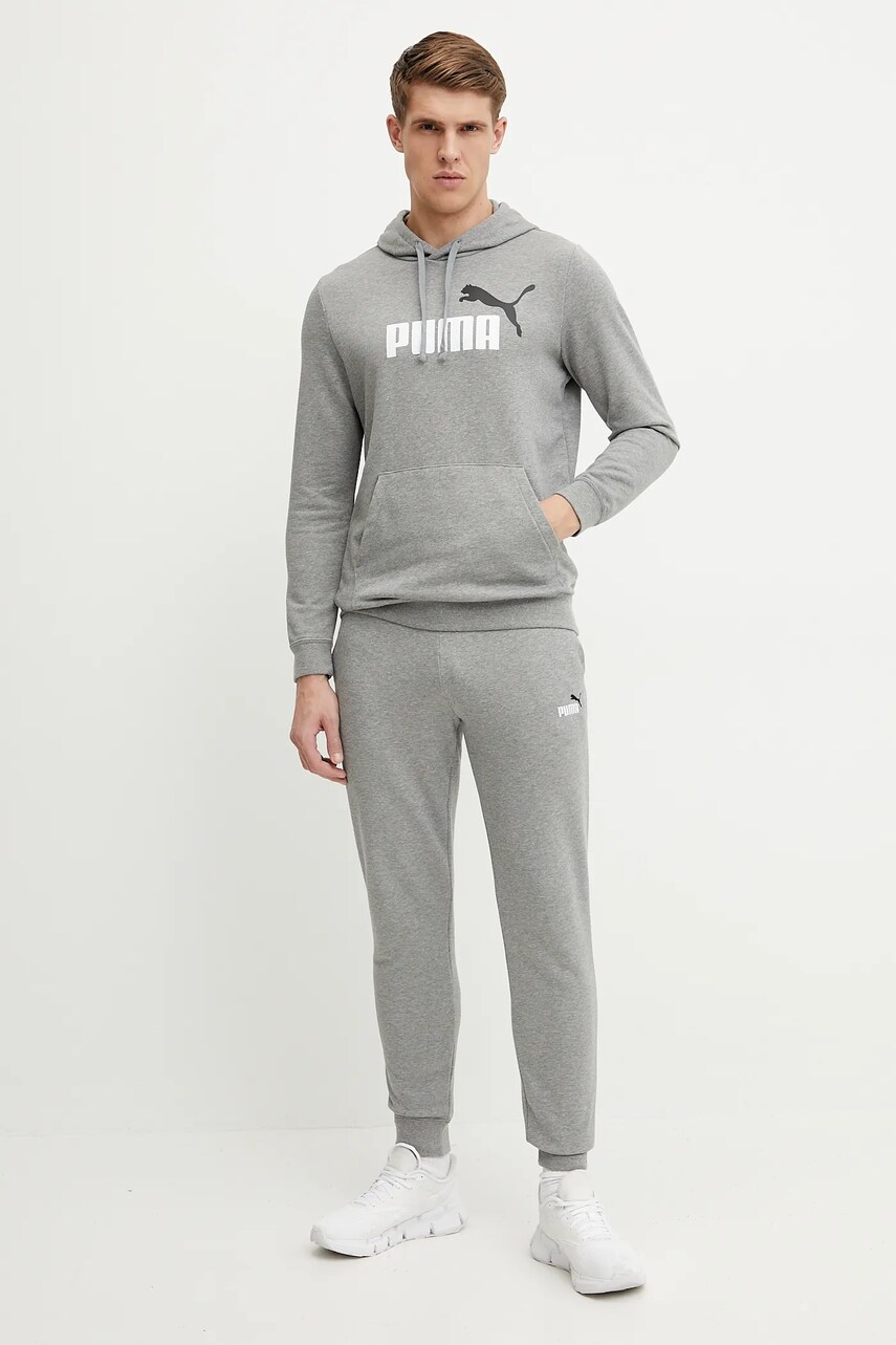 Кофта Puma чоловіча колір сірий з капюшоном з принтом 684712