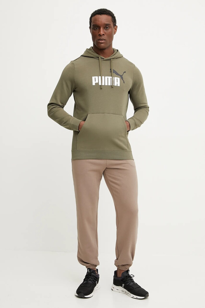 Кофта Puma чоловіча колір зелений з капюшоном з принтом 684712