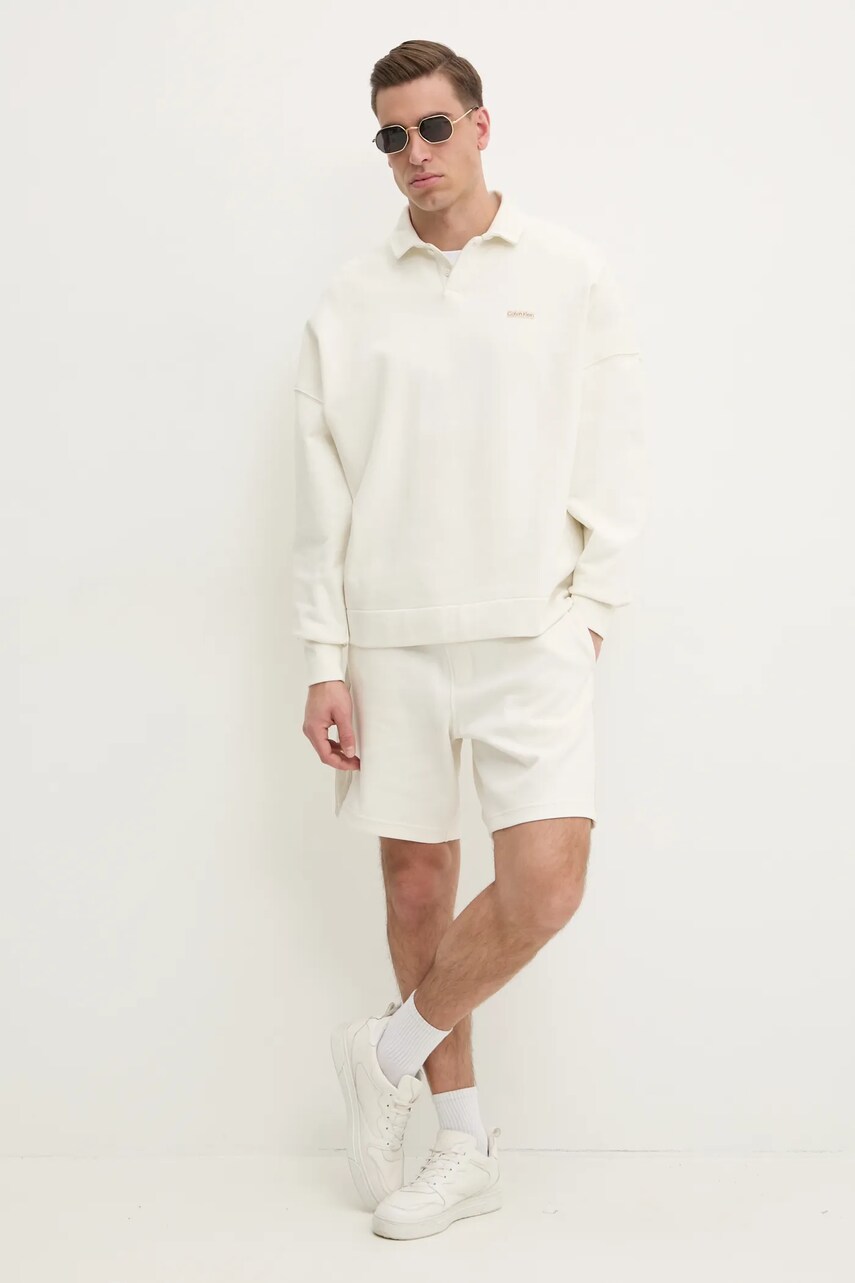 Бавовняна кофта Calvin Klein Jeans чоловіча колір бежевий однотонна J30J327229