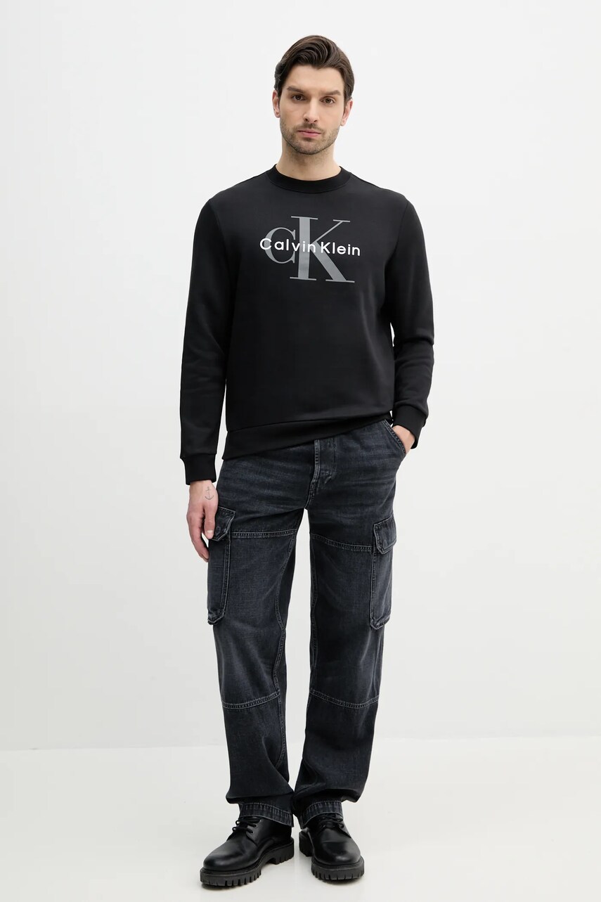 Кофта Calvin Klein Jeans чоловіча колір чорний з принтом LV040BM801