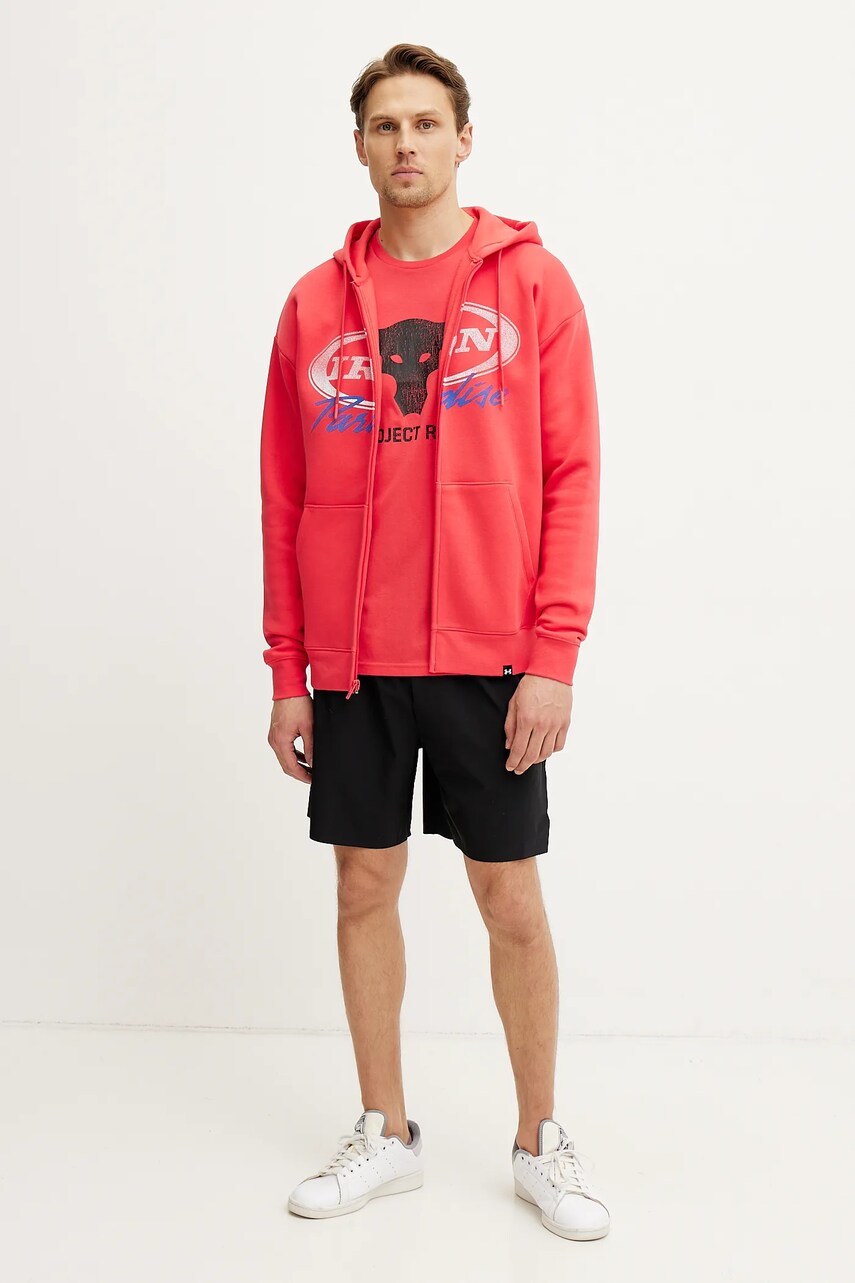 Кофта Under Armour Project Rock колір червоний з капюшоном з принтом 1389914