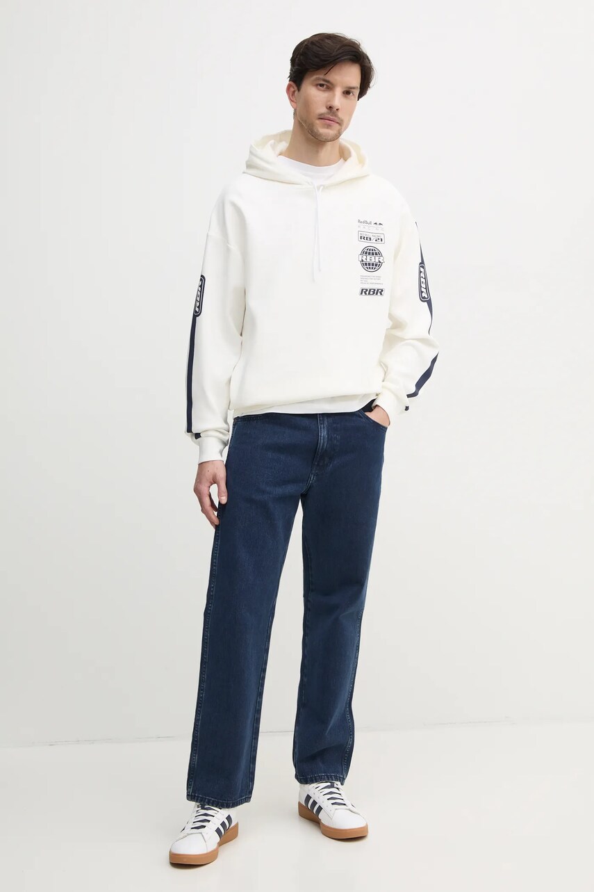 Кофта Red Bull Racing x Pepe Jeans LOGO STACK HOODY чоловіча колір бежевий з капюшоном з принтом RM580013