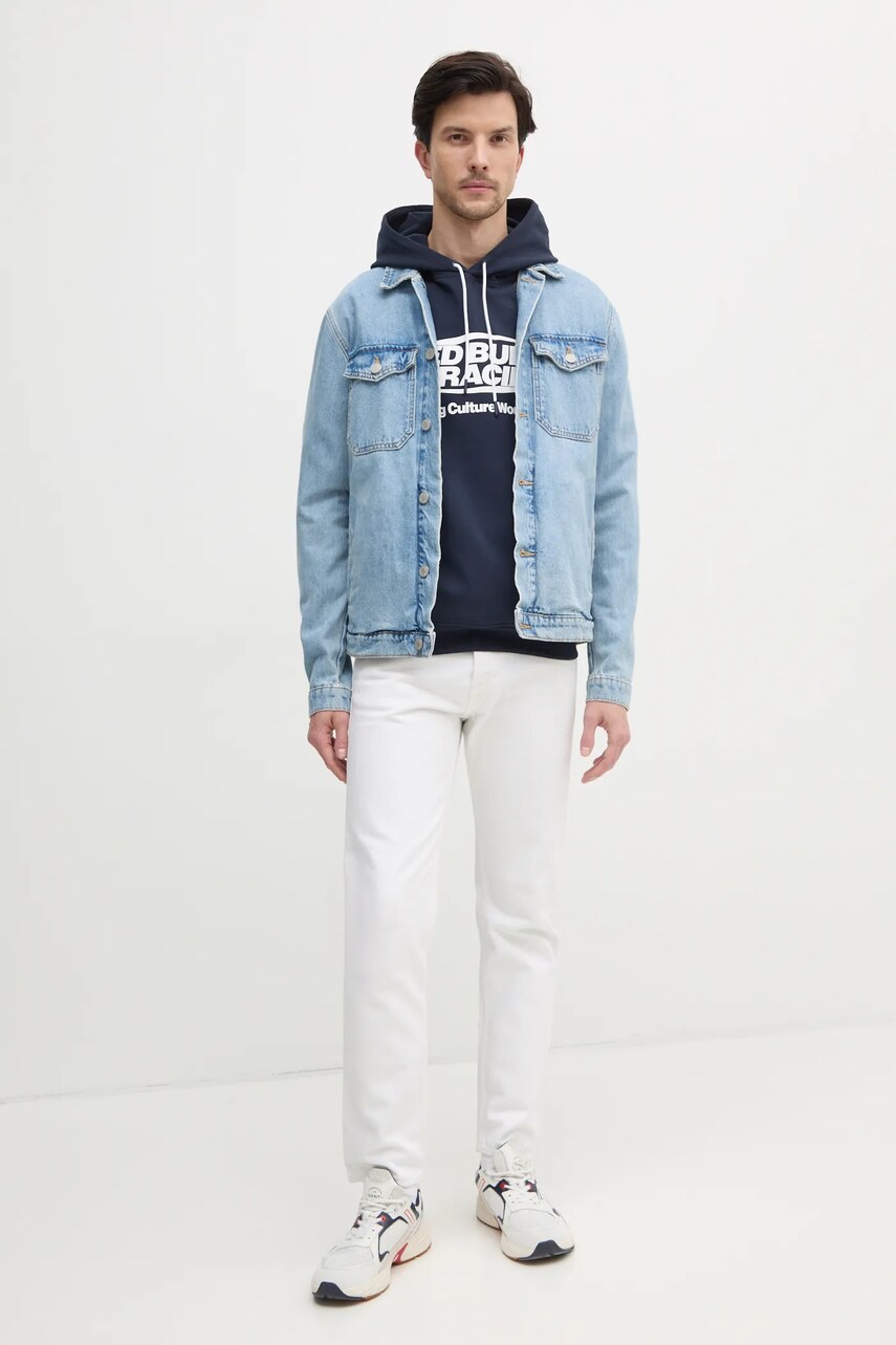 Кофта Red Bull Racing x Pepe Jeans LOGO PIPING HOODY чоловіча колір синій з капюшоном з принтом RM580014