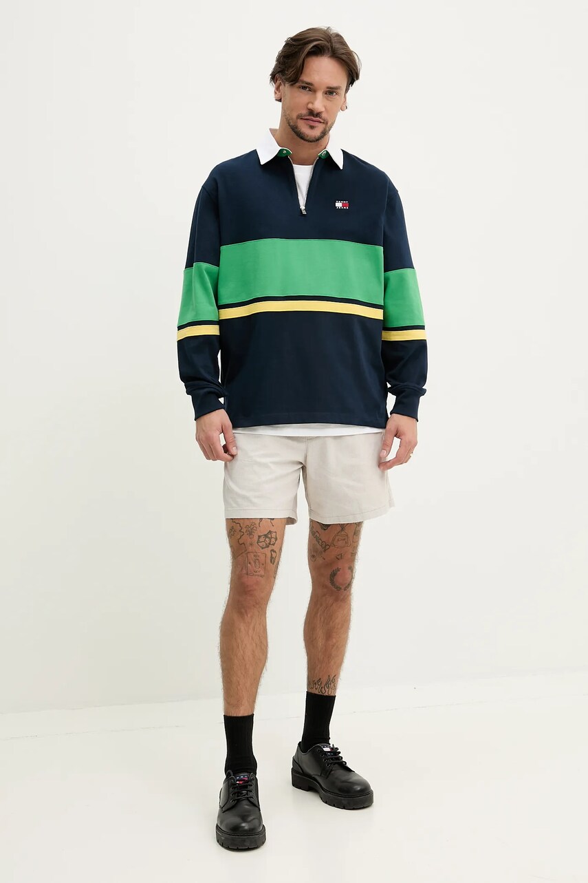 Бавовняна кофта Tommy Jeans чоловіча колір синій візерунок DM0DM21349