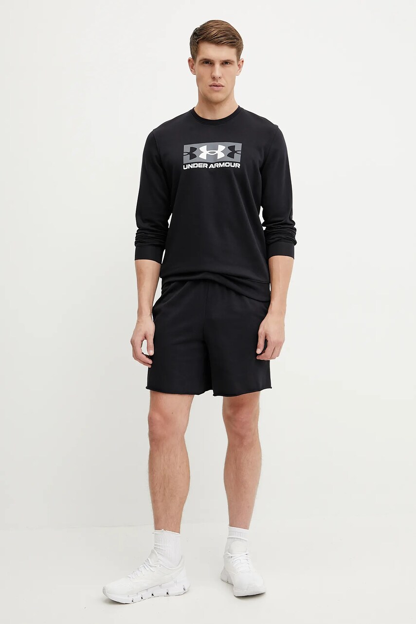 Кофта Under Armour Rival Terry чоловіча колір чорний з принтом 1390140