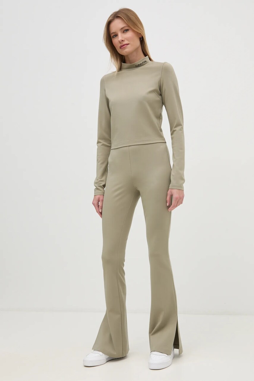 Лонгслів Calvin Klein Jeans жіночий колір зелений півгольф J20J224763