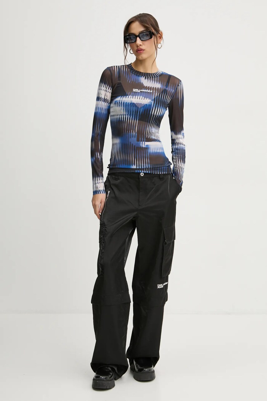 Лонгслів Karl Lagerfeld Jeans жіночий колір чорний A1W17039