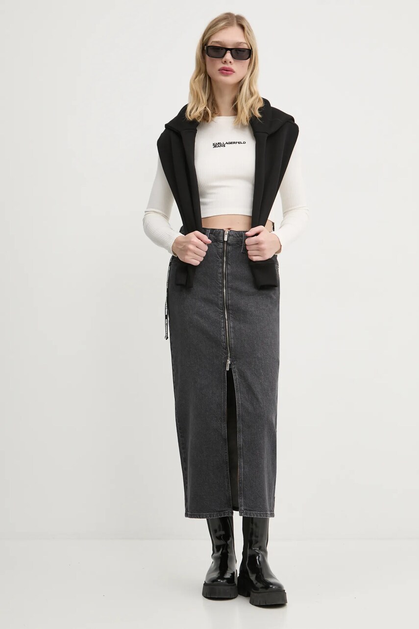 Лонгслів Karl Lagerfeld Jeans жіночий колір бежевий A1W17037