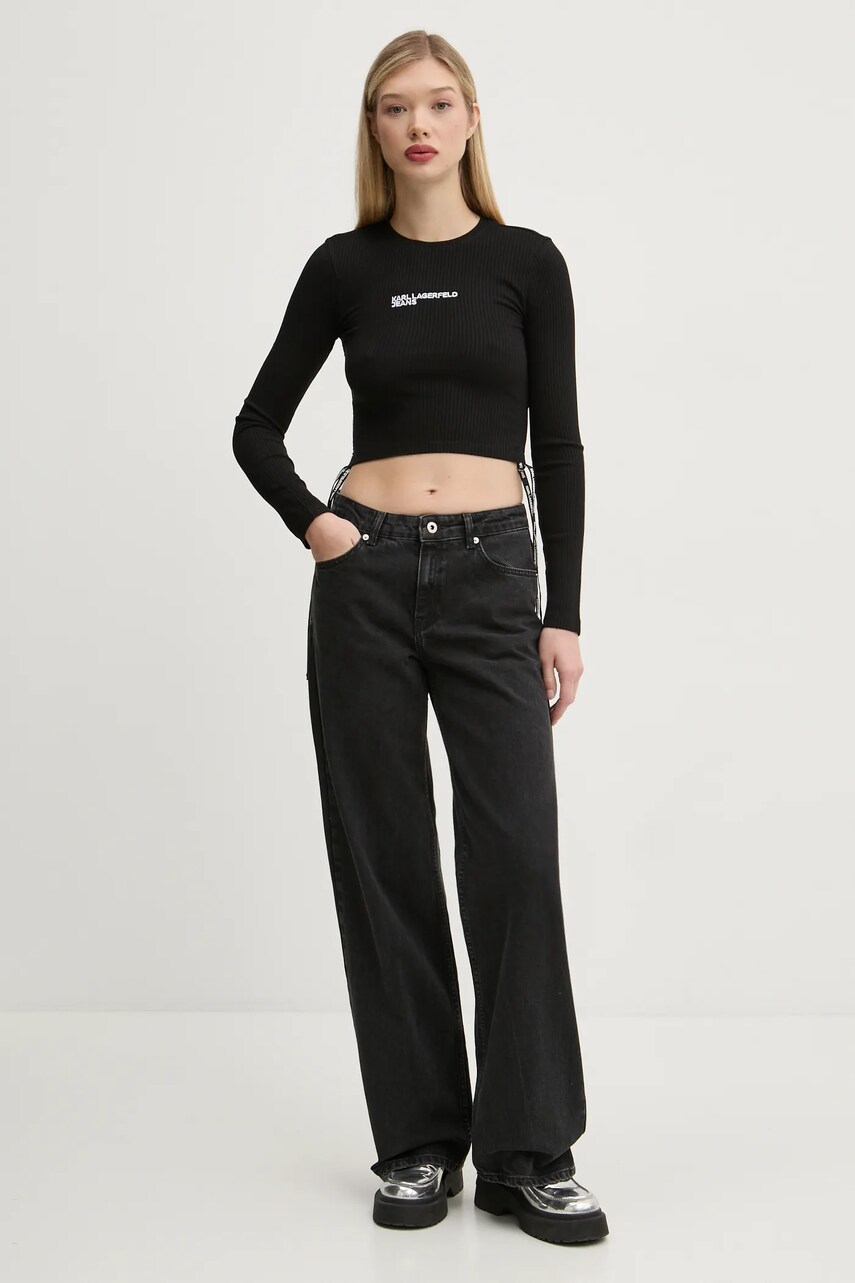 Лонгслів Karl Lagerfeld Jeans жіночий колір чорний A1W17037
