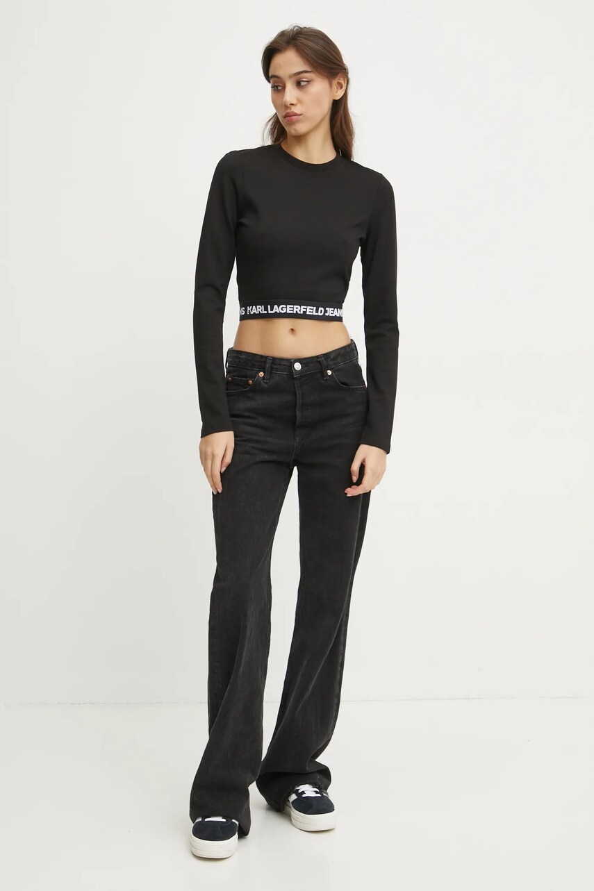 Лонгслів Karl Lagerfeld Jeans жіночий колір чорний A1W17042
