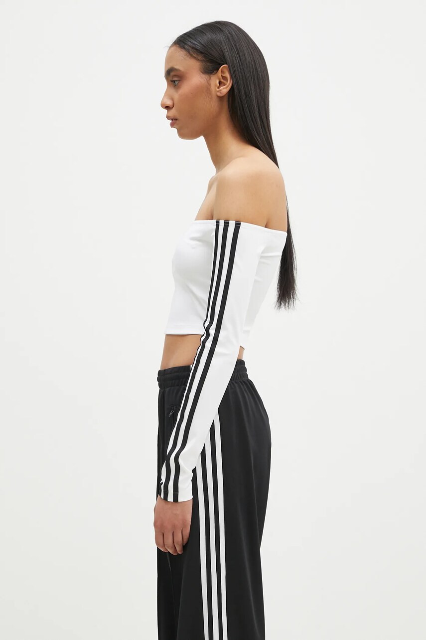 Лонгслів adidas Originals Off Shoulder жіночий колір білий оголоне плече JD0275