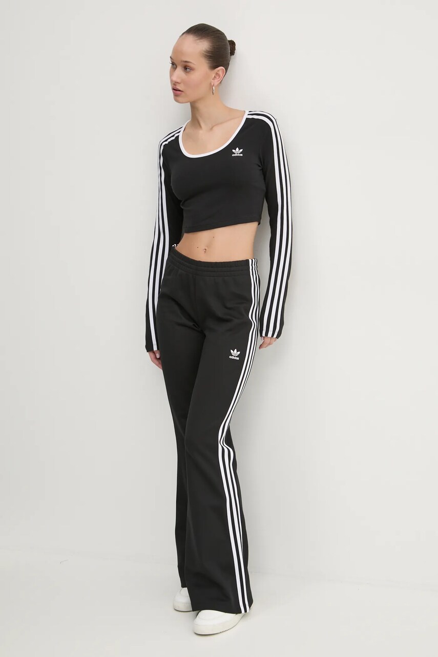 Купити Лонгслів adidas Originals 3S LS CROP жіночий колір чорний JD4624 – головне зображення