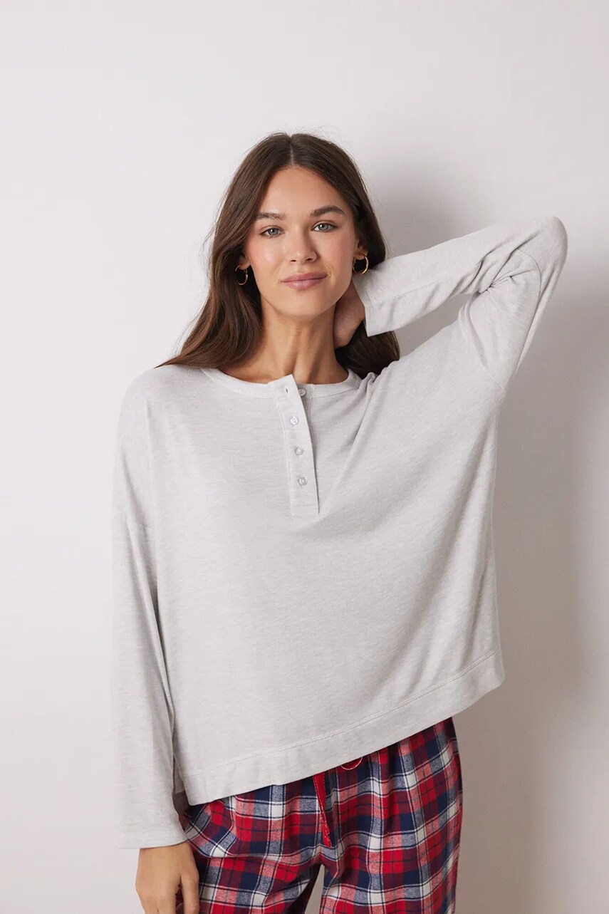 Піжамний лонгслів women'secret MIX AND MATCH PERFECT MATCH жіночий колір сірий 3278428