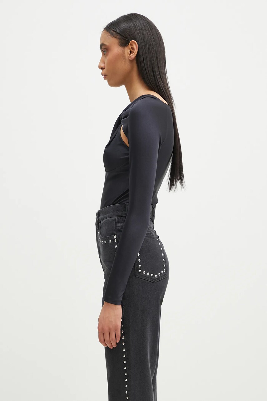 Боді Coperni Twisted Cut-Out Jersey Bodysuit жіноче колір чорний однотонне COPJS19545C