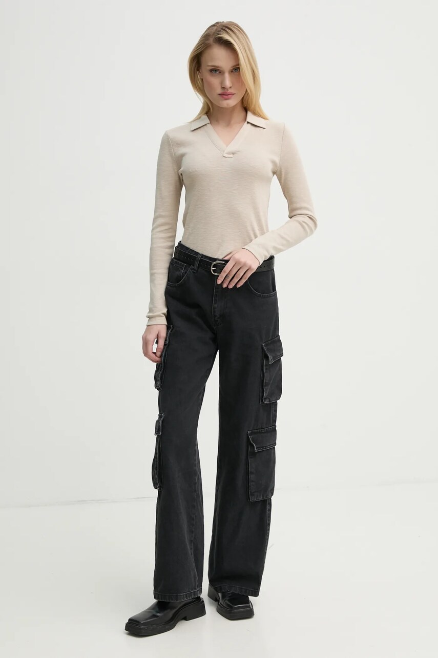 Бавовняний лонгслів G-Star Raw колір бежевий D26074-D958