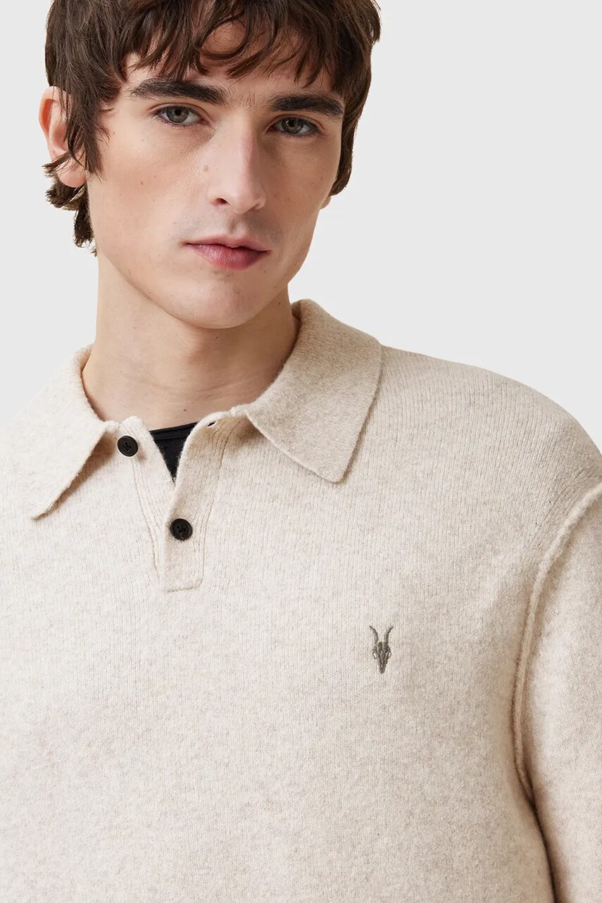 Светр з домішкою вовни AllSaints STATTEN чоловічий колір бежевий M038KA