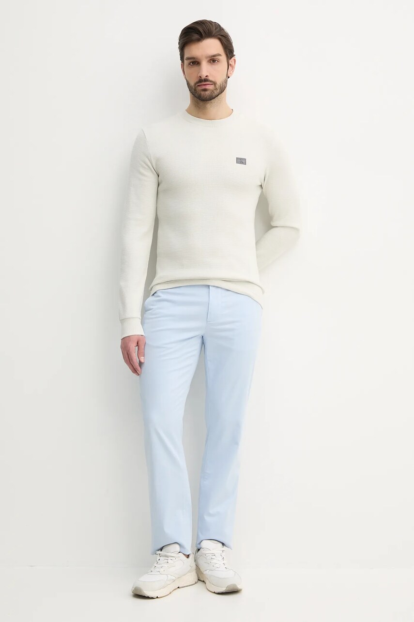 Бавовняний лонгслів Calvin Klein Jeans колір бежевий однотонний J30J327117
