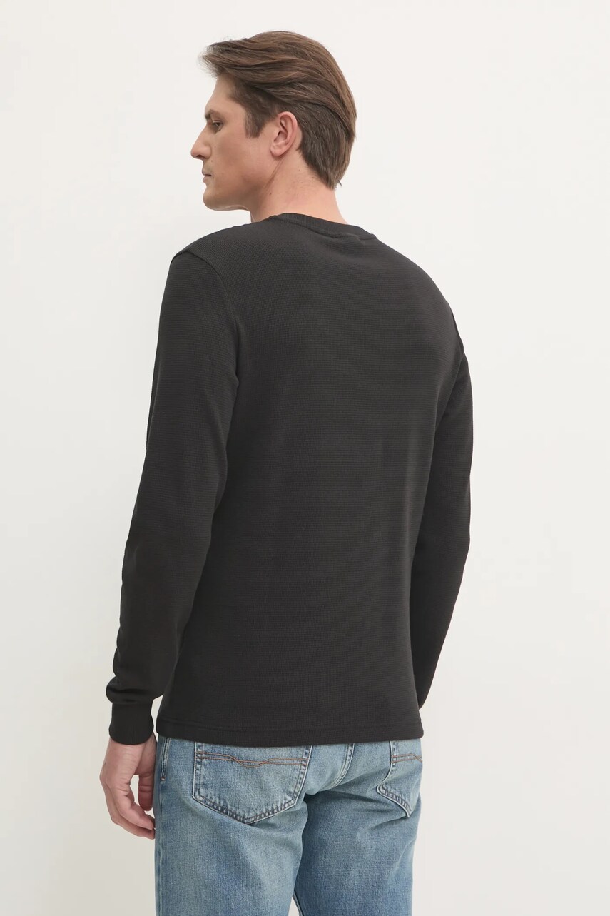 Бавовняний лонгслів Calvin Klein Jeans колір чорний однотонний J30J327117