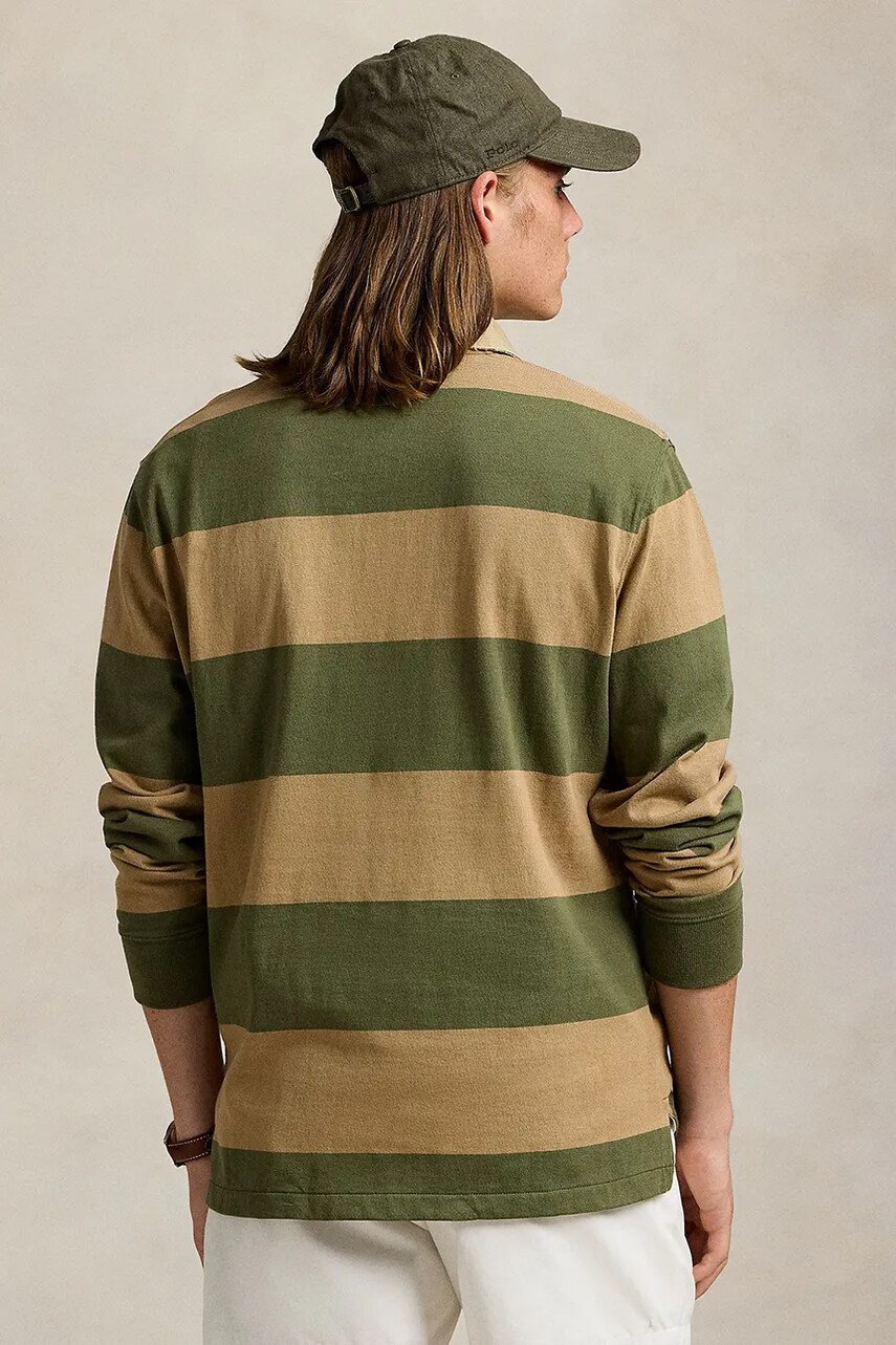 Бавовняний лонгслів Polo Ralph Lauren колір зелений візерунок 710967648