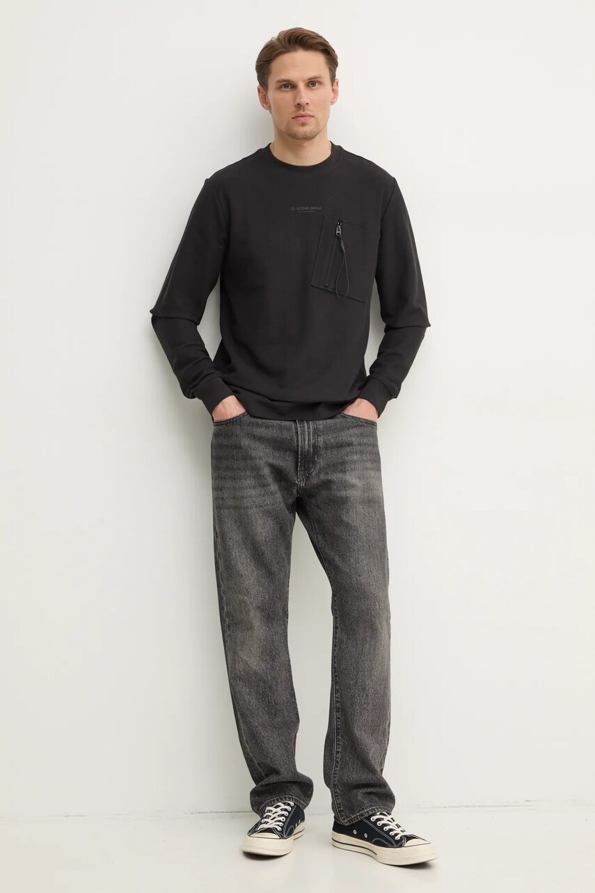 Бавовняний лонгслів G-Star Raw колір чорний однотонний D25167-D617