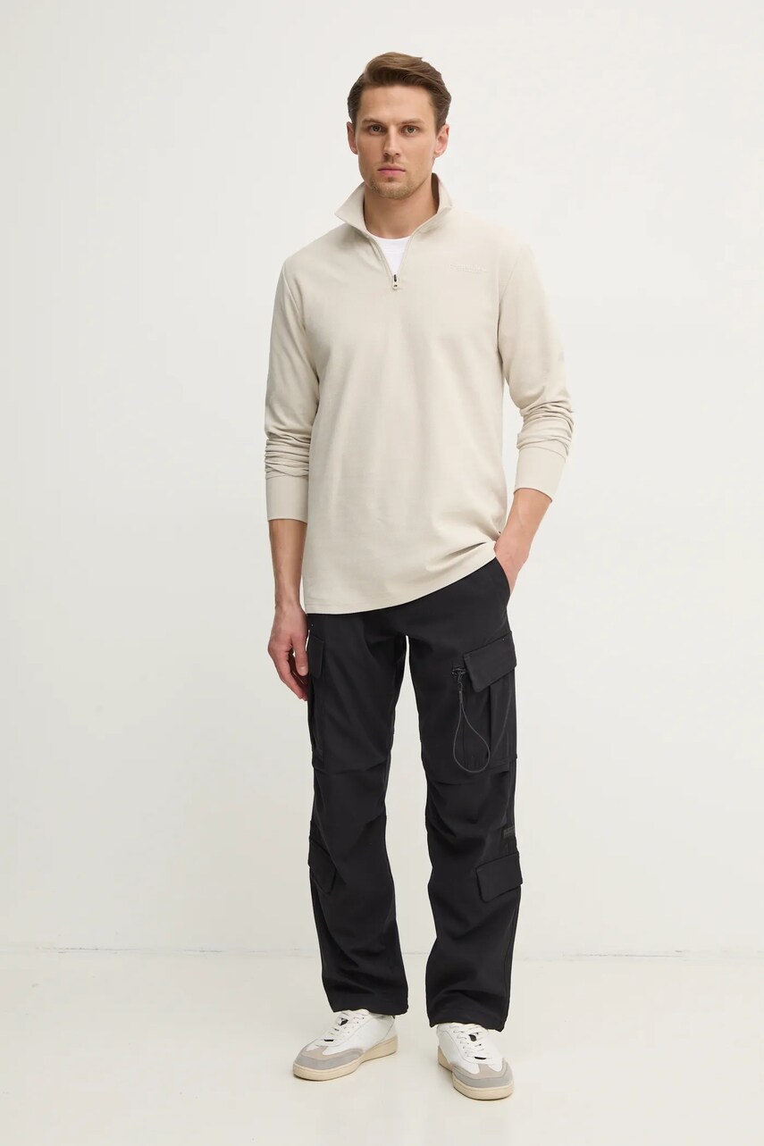 Бавовняний лонгслів G-Star Raw колір бежевий з принтом D26452-D617
