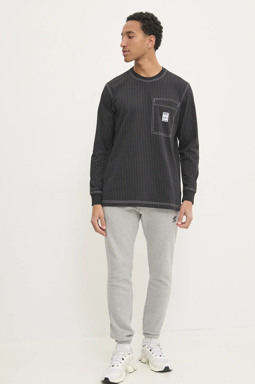 Бавовняний лонгслів adidas Originals Wabash колір чорний візерунок JP4479