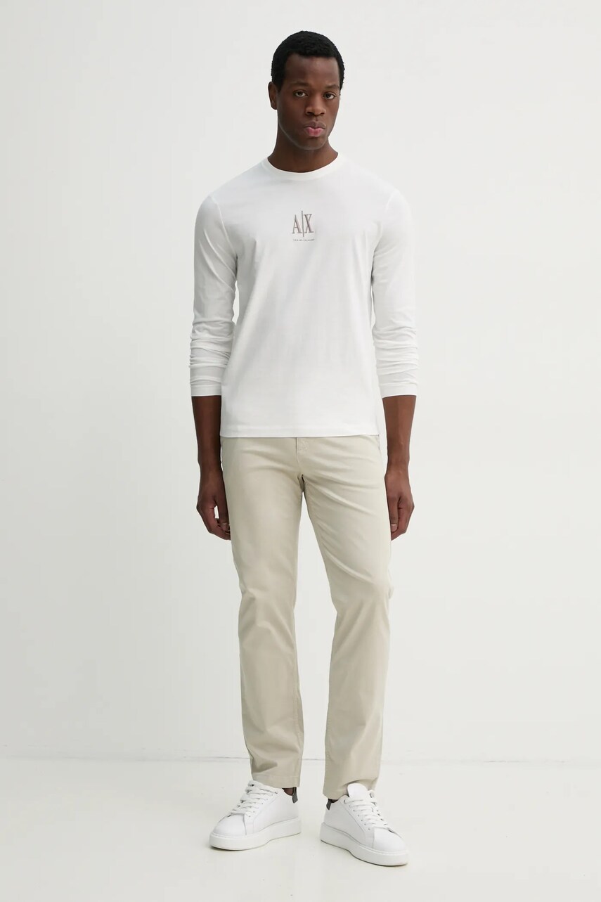 Бавовняний лонгслів Armani Exchange колір білий з аплікацією XM000364 AF12308