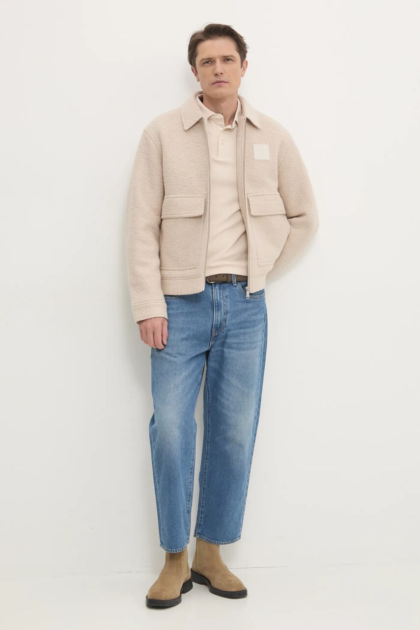 Лонгслів Hackett London чоловічий колір бежевий однотонний HM550991