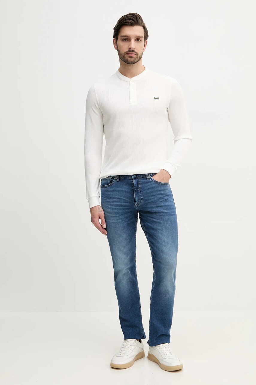 Лонгслів Lacoste колір білий з аплікацією TH0035