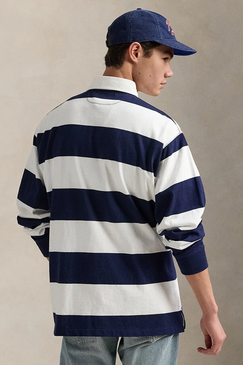 Бавовняний лонгслів Polo Ralph Lauren колір білий візерунок 710965471
