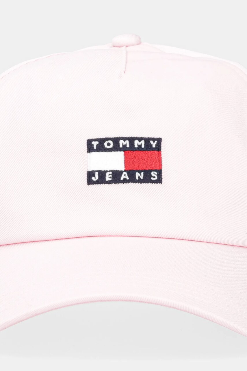 Бавовняна бейсболка Tommy Jeans колір рожевий з аплікацією AW0AW16991