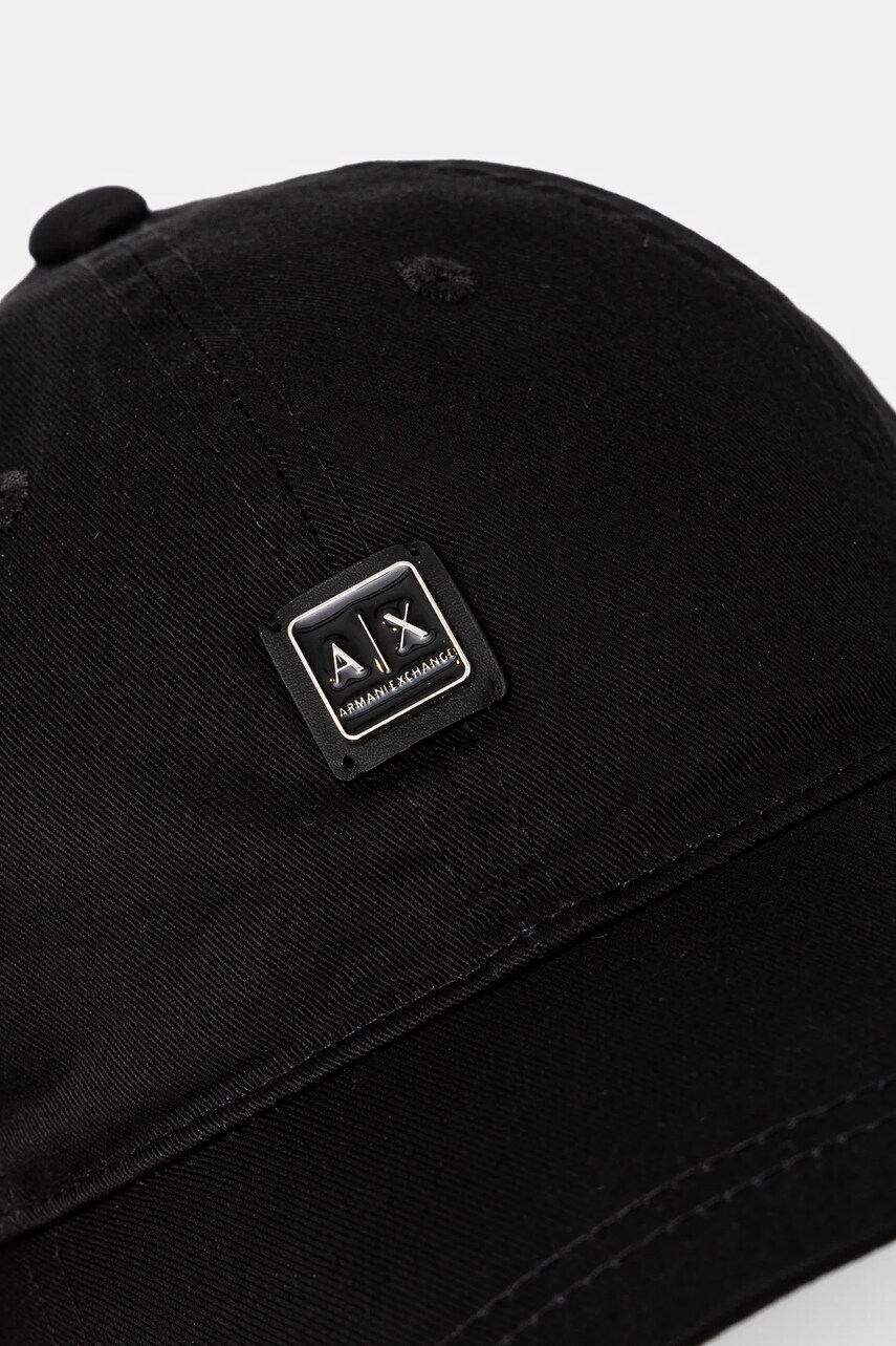 Бавовняна бейсболка Armani Exchange колір чорний з аплікацією XW000312 AF12128