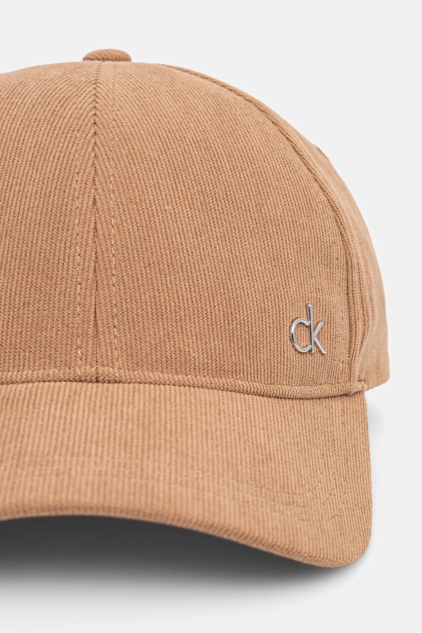Вельветова кепка Calvin Klein колір бежевий однотонна K60K612894