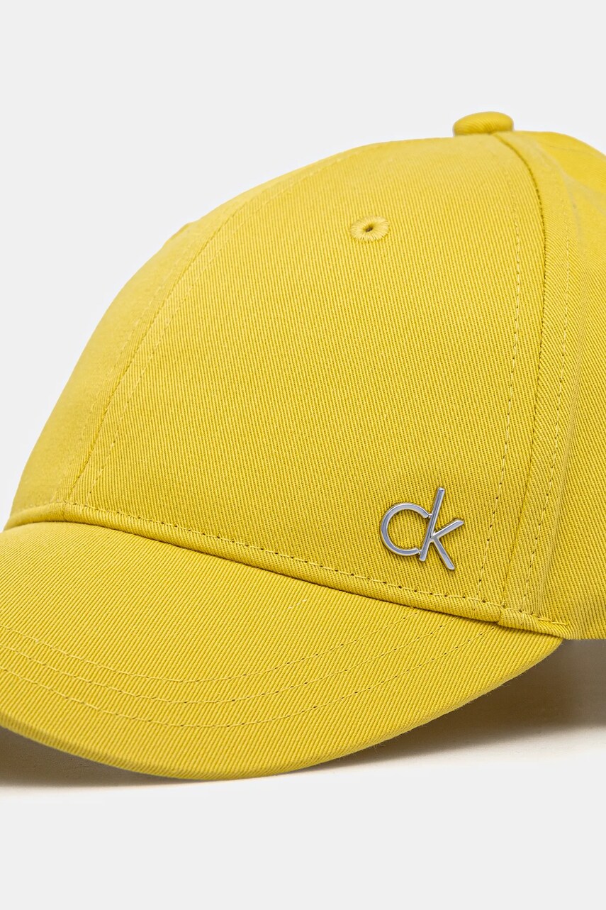 Бавовняна бейсболка Calvin Klein колір жовтий з аплікацією K60K613102
