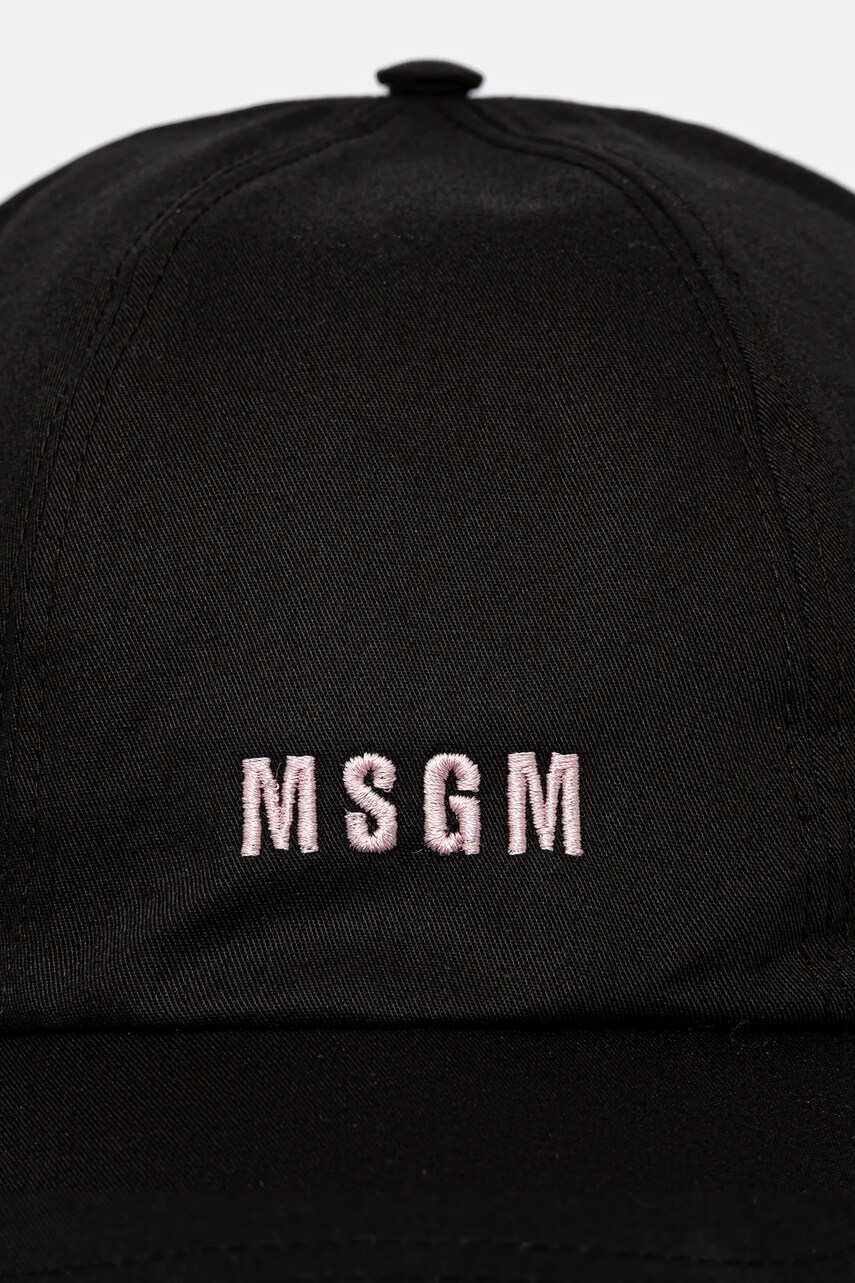 Бавовняна бейсболка MSGM колір чорний з принтом 3541MDL06.237790