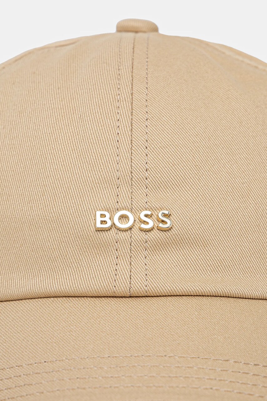 Бавовняна бейсболка BOSS колір бежевий з аплікацією 50533367