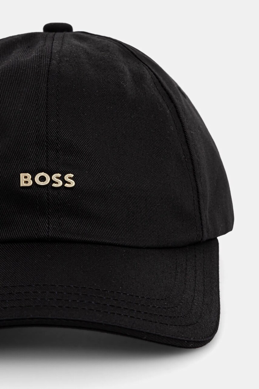 Бавовняна бейсболка BOSS колір чорний з аплікацією 50533367