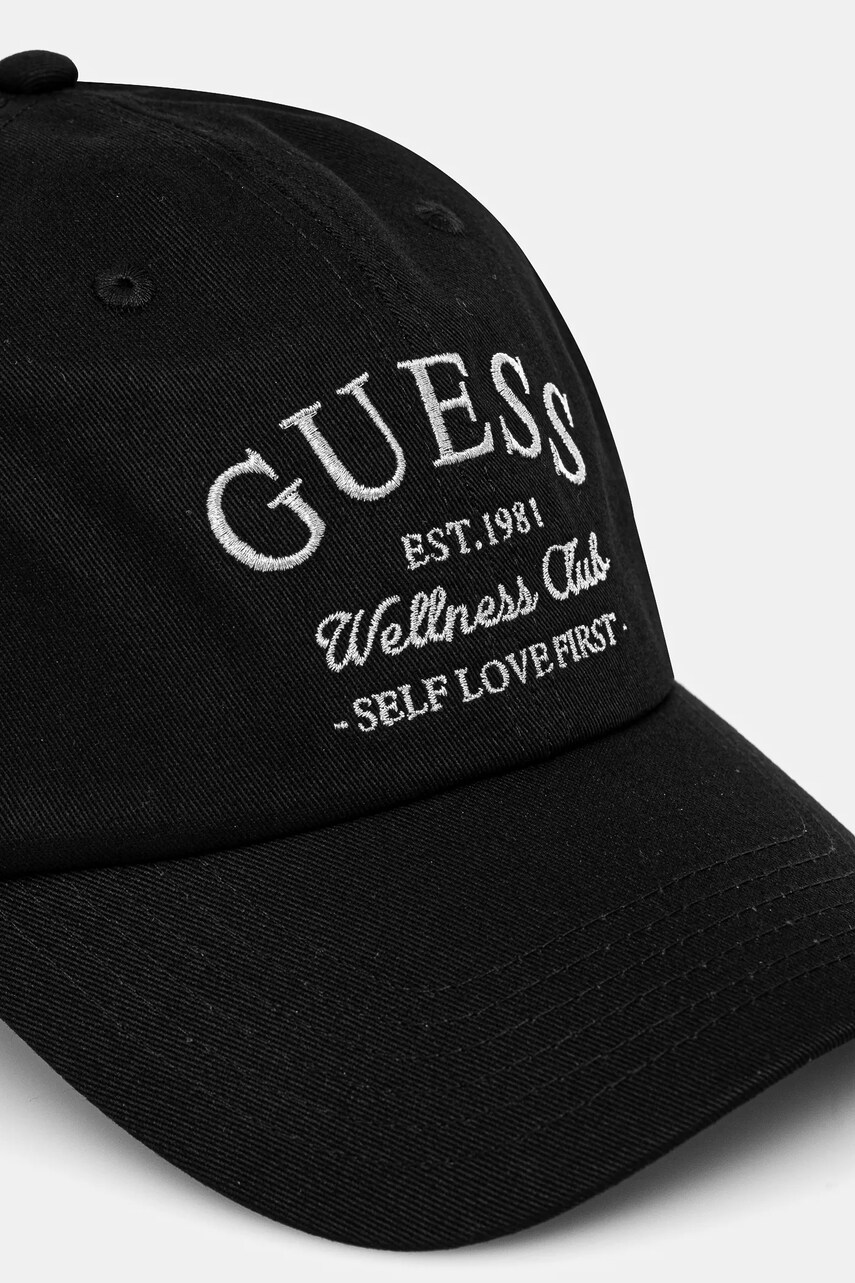 Бавовняна бейсболка Guess LUREX колір чорний з аплікацією V5RZ03 WFKN0