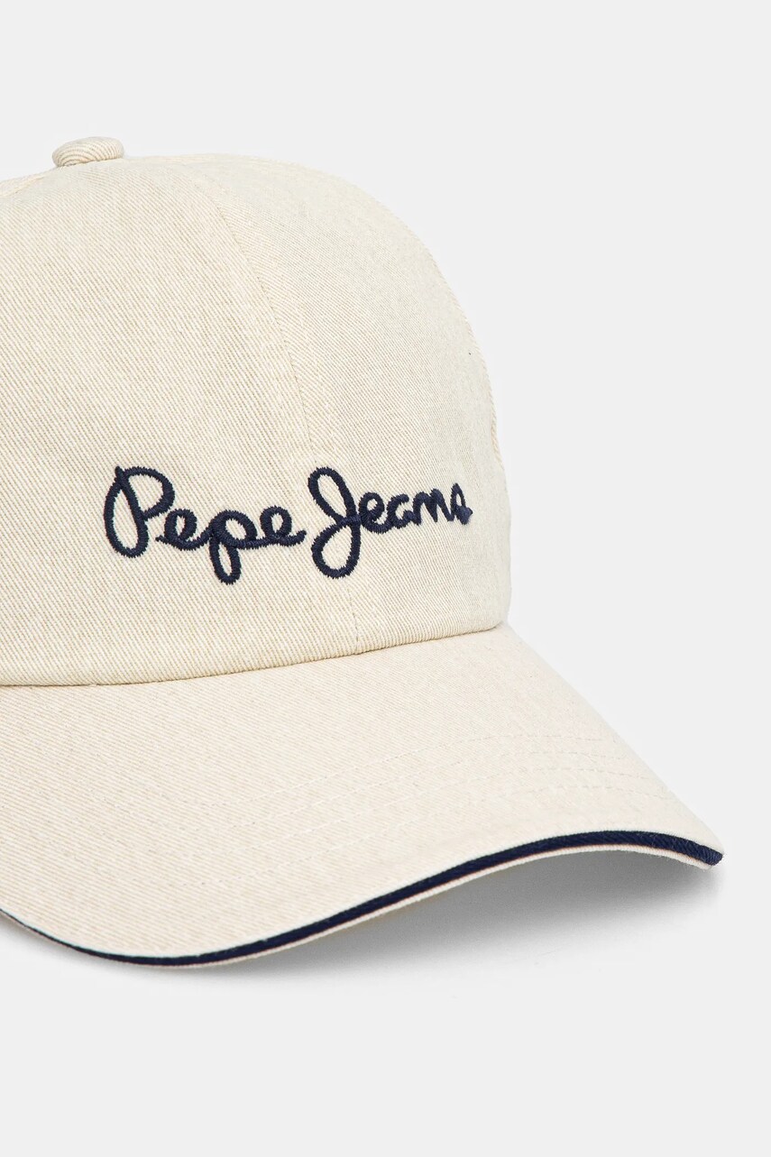 Бавовняна бейсболка Pepe Jeans WEI CAP колір бежевий з аплікацією PL040364