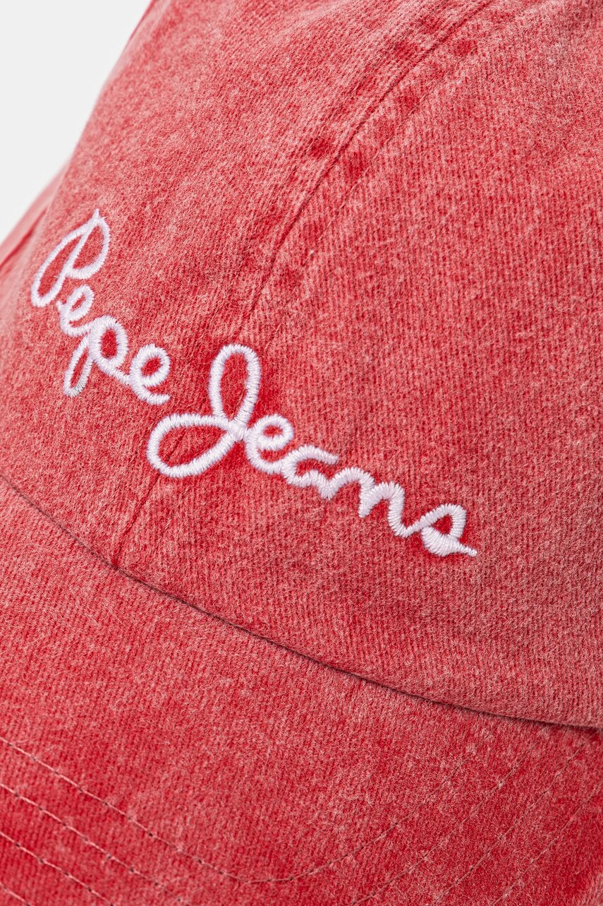 Бавовняна бейсболка Pepe Jeans WEI CAP колір рожевий з аплікацією PL040364