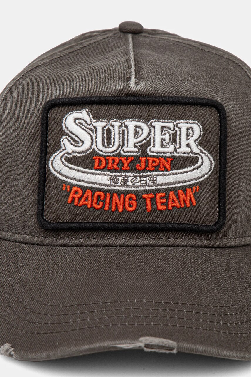 Бавовняна бейсболка Superdry колір сірий з аплікацією W9010177A-02A