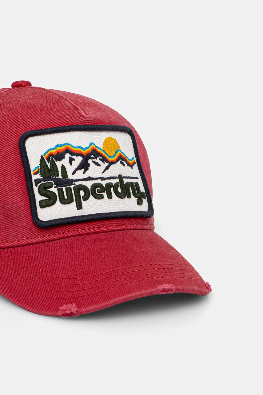 Джинсова кепка Superdry колір червоний з аплікацією W9010177A-C2G