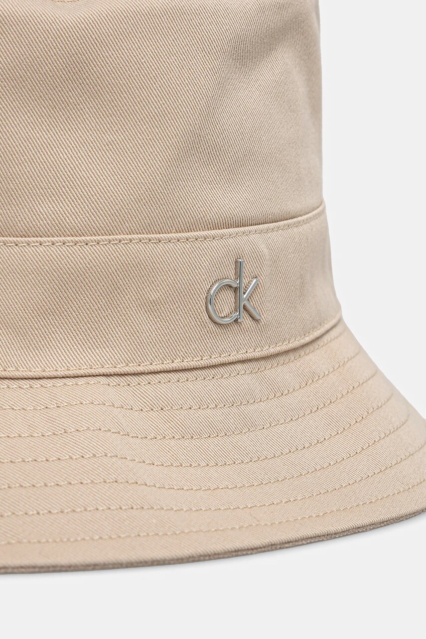 Двосторонній капелюх Calvin Klein колір бежевий з бавовни K60K612913