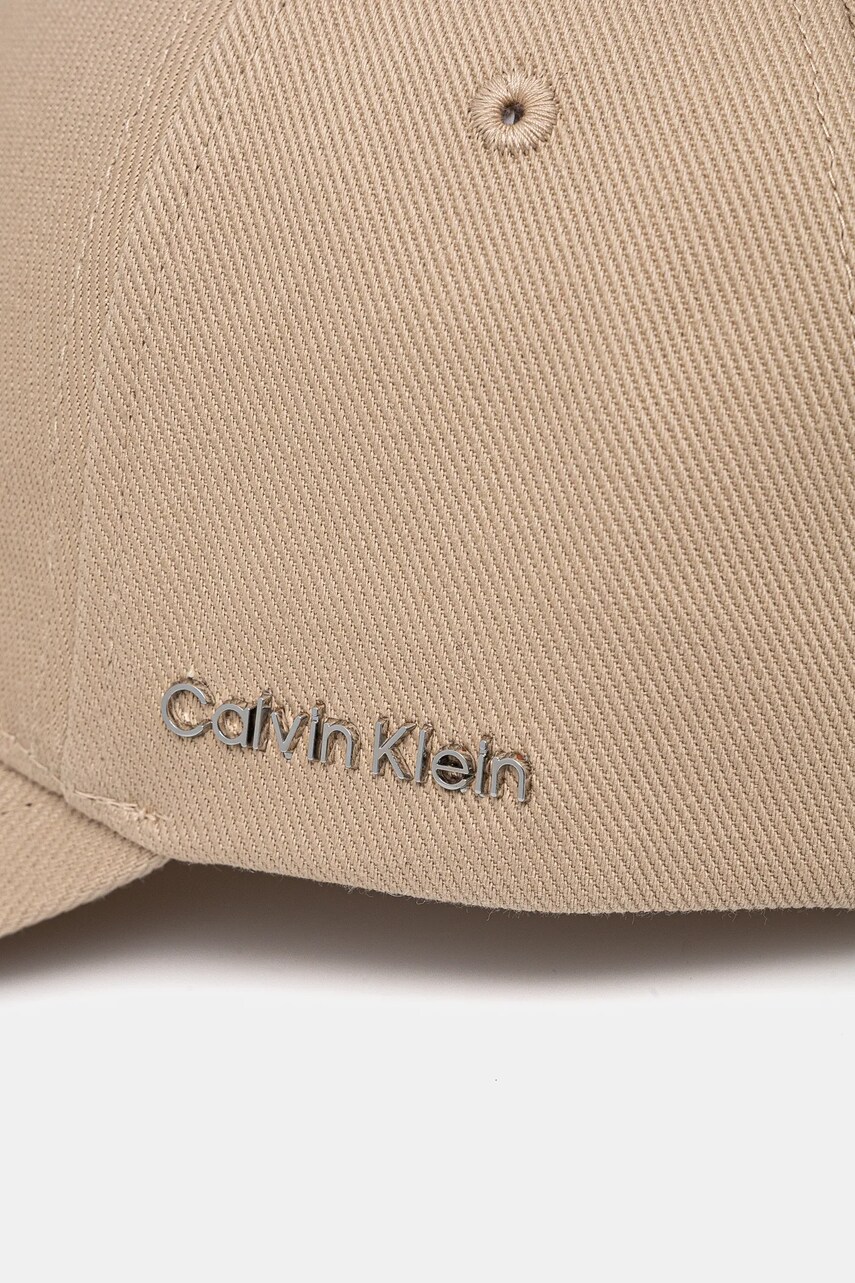 Бавовняна бейсболка Calvin Klein колір бежевий однотонна K60K612910