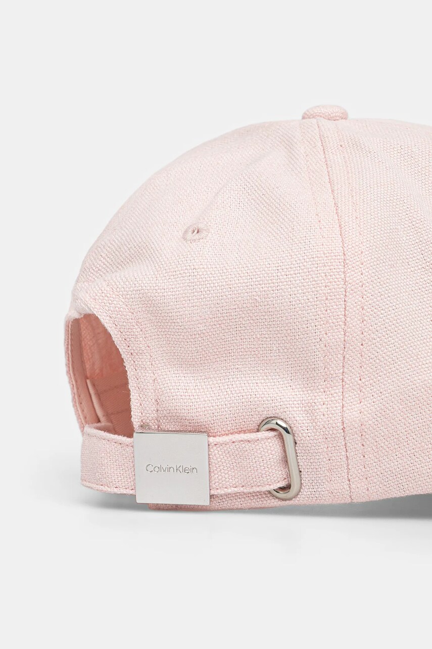 Лляна кепка Calvin Klein колір рожевий з аплікацією K60K613118