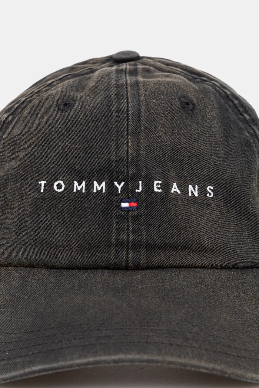 Бавовняна бейсболка Tommy Jeans колір чорний з аплікацією AW0AW17308